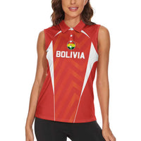 Custom Bolivia Football Women Sleeveless Polo Shirt Go Champions La Verde Red Version