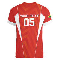 Custom Bolivia Football Women V-Neck T-Shirt Go Champions La Verde Red Version