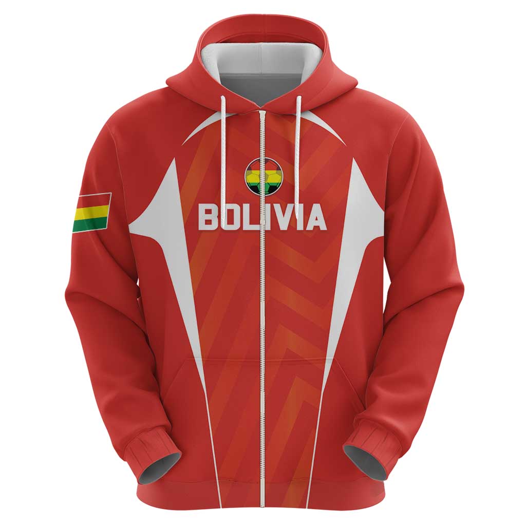 Custom Bolivia Football Zip Hoodie Go Champions La Verde Red Version