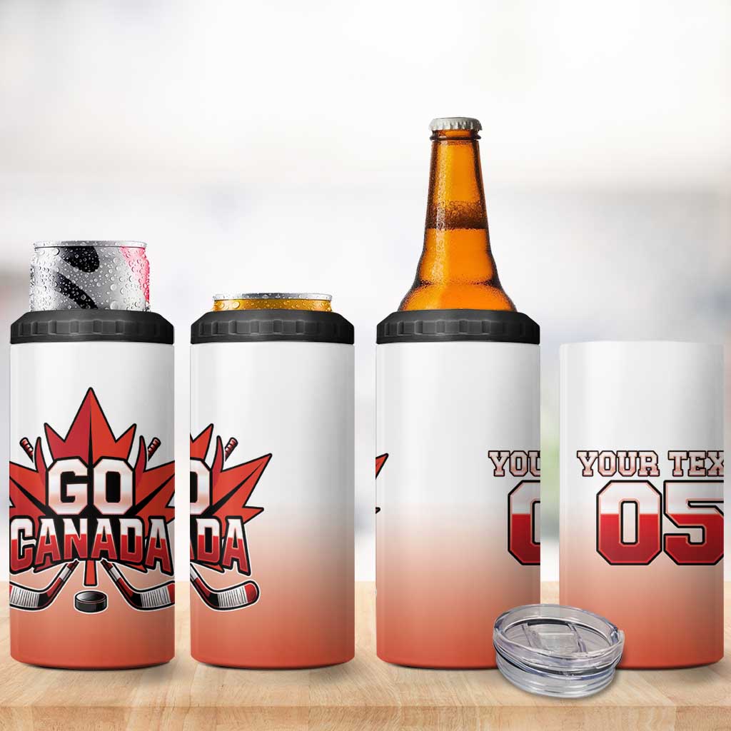 Canada Ice Hockey Custom 4 in 1 Can Cooler Tumbler Go Canada Unique Style