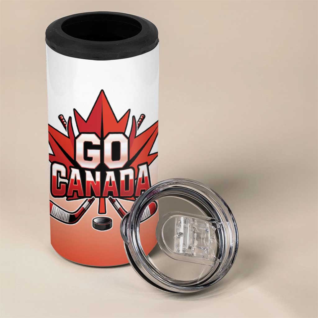 Canada Ice Hockey Custom 4 in 1 Can Cooler Tumbler Go Canada Unique Style