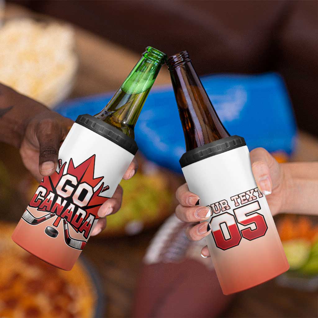 Canada Ice Hockey Custom 4 in 1 Can Cooler Tumbler Go Canada Unique Style