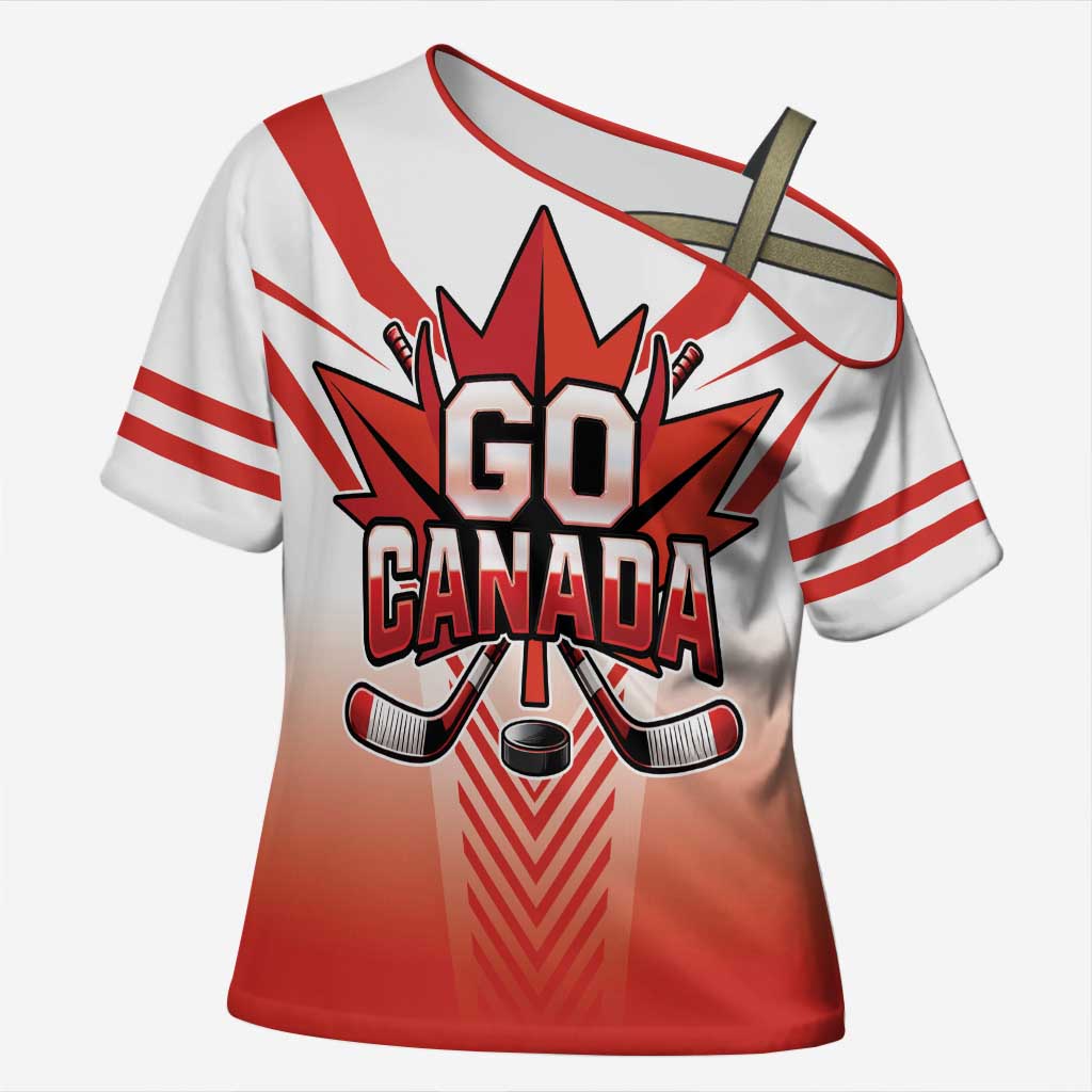 Canada Ice Hockey Custom Cross Shoulder Shirt Go Canada Unique Style
