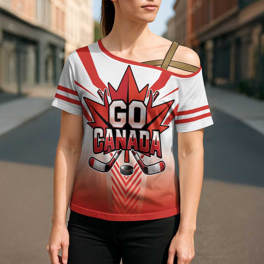 Canada Ice Hockey Custom Cross Shoulder Shirt Go Canada Unique Style