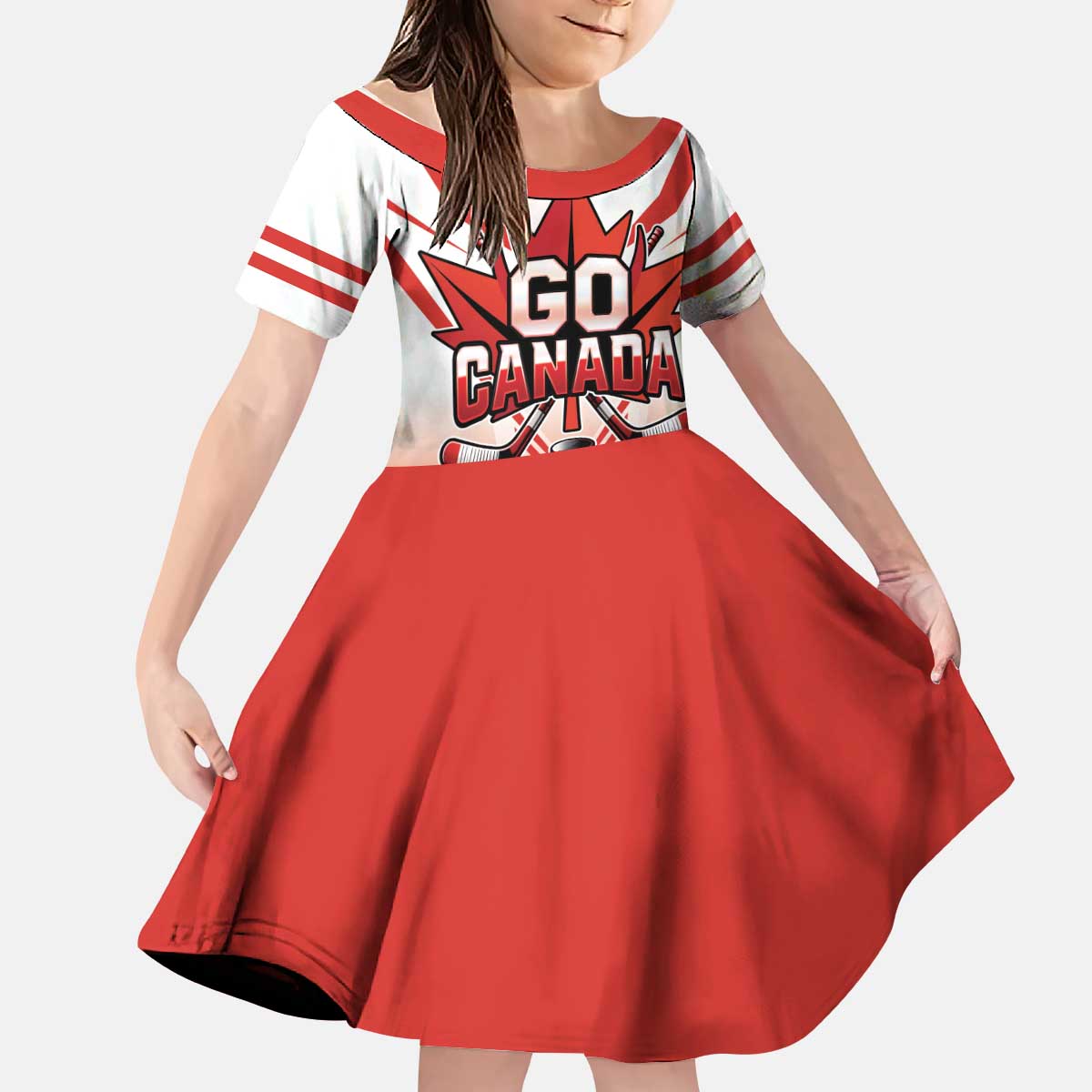 Canada Ice Hockey Custom Kid Short Sleeve Dress Go Canada Unique Style