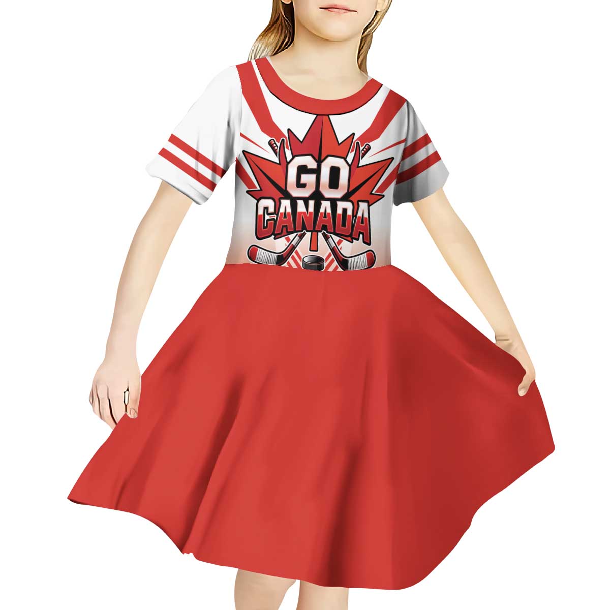 Canada Ice Hockey Custom Kid Short Sleeve Dress Go Canada Unique Style