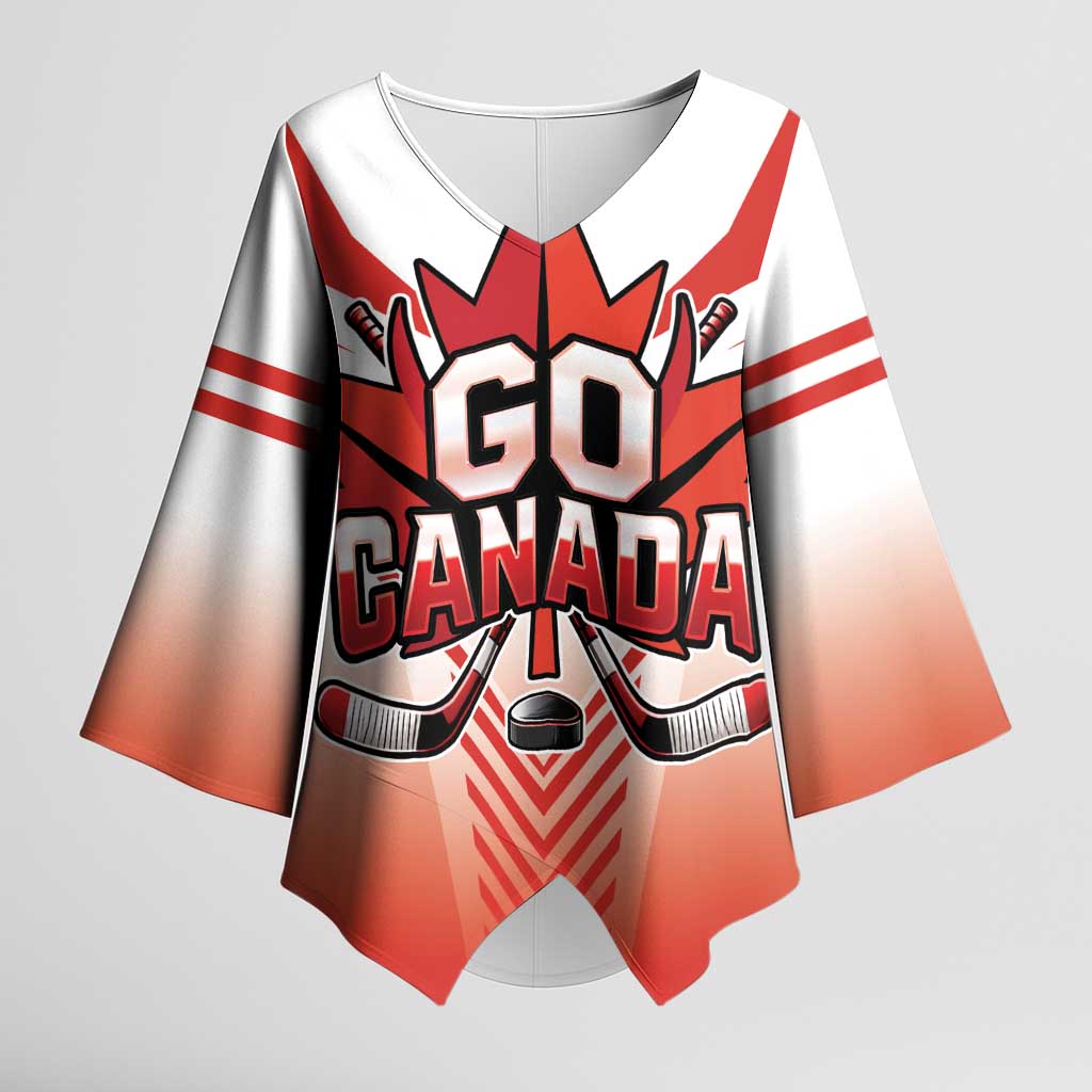 Canada Ice Hockey Custom Kimono Sleeve Blouse Go Canada Unique Style