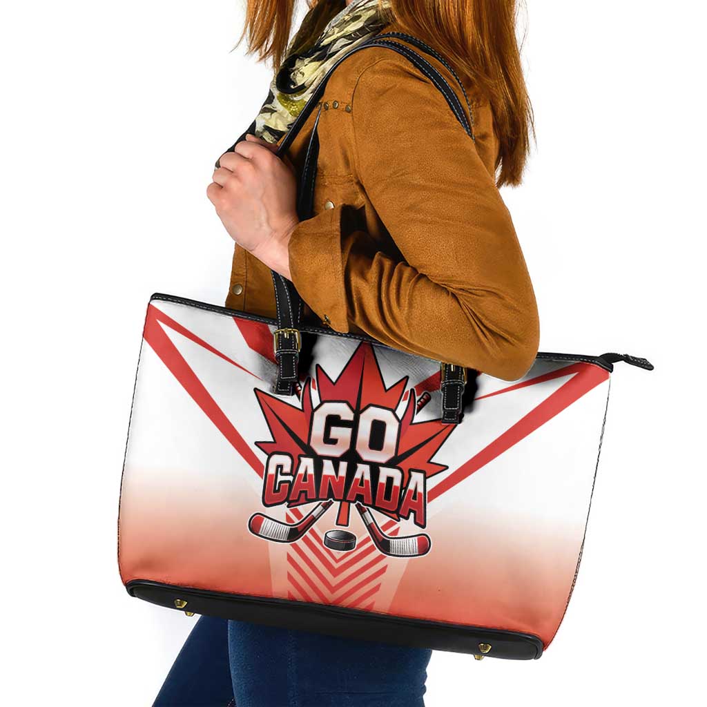 Canada Ice Hockey Leather Tote Bag Go Canada Unique Style