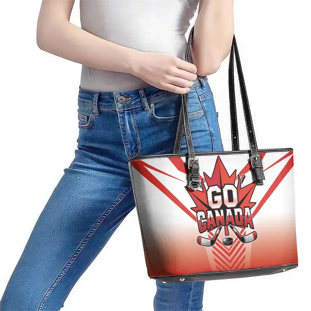 Canada Ice Hockey Leather Tote Bag Go Canada Unique Style