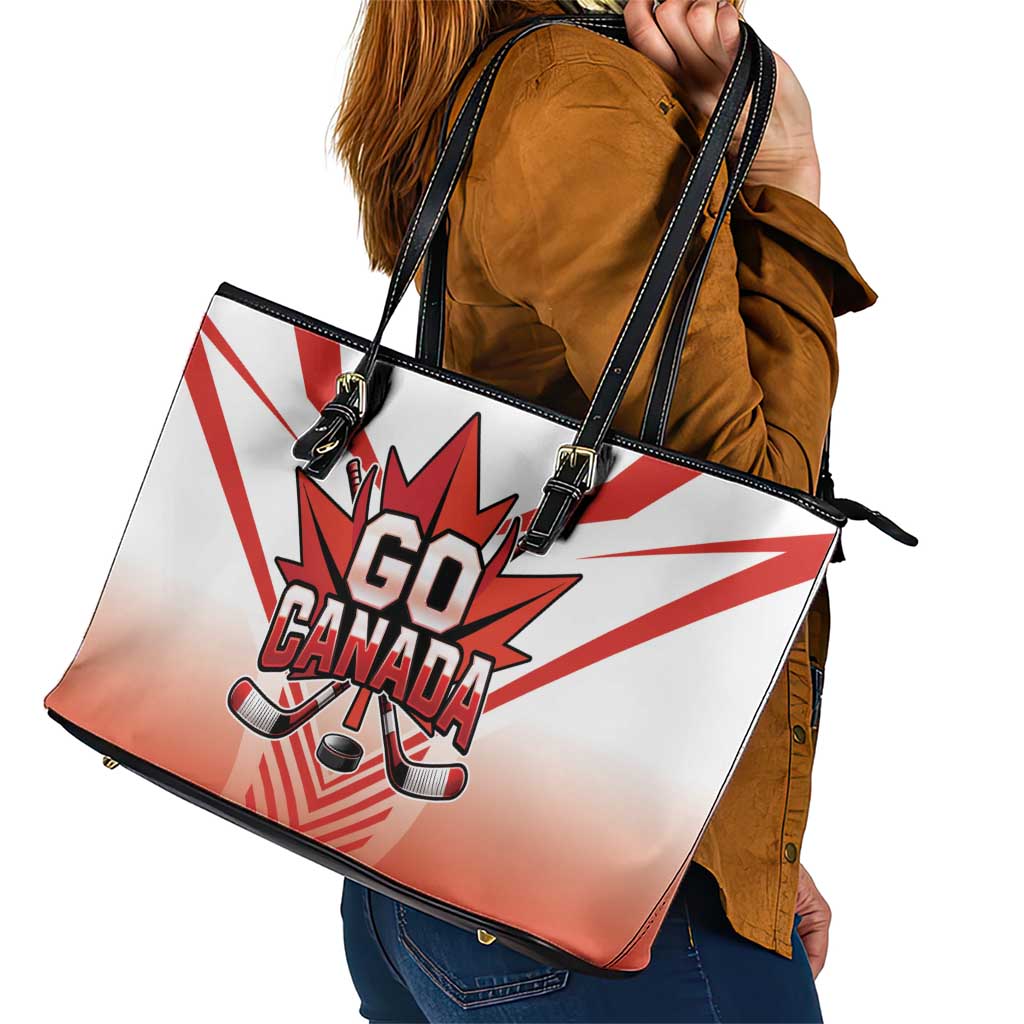 Canada Ice Hockey Leather Tote Bag Go Canada Unique Style