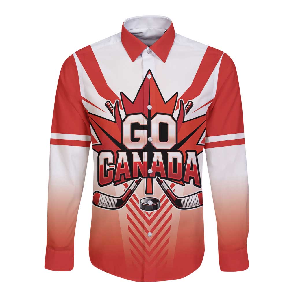 Canada Ice Hockey Custom Long Sleeve Button Shirt Go Canada Unique Style