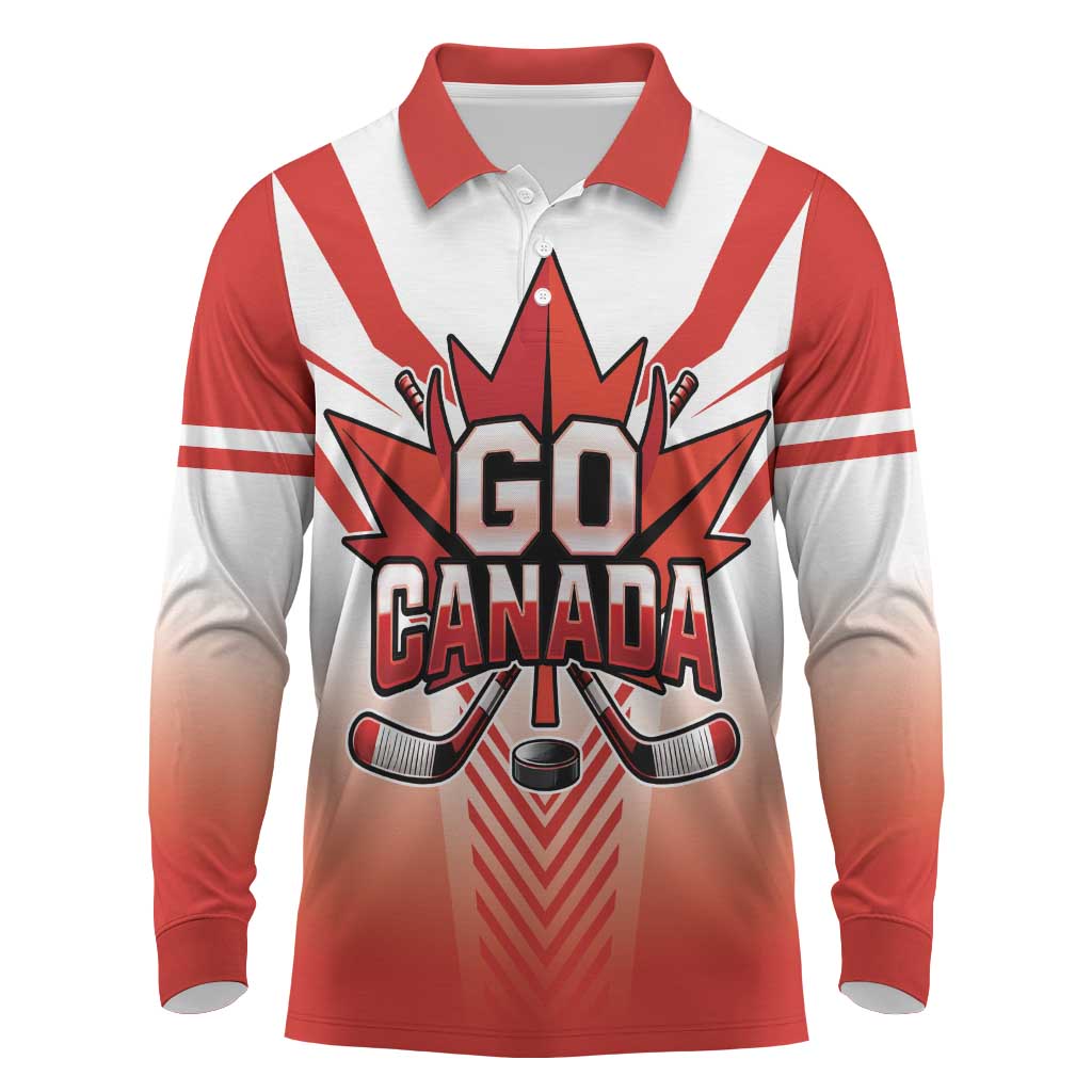 Canada Ice Hockey Custom Long Sleeve Polo Shirt Go Canada Unique Style