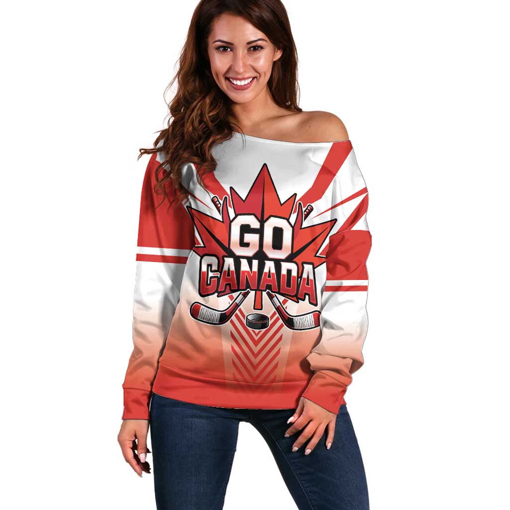 Canada Ice Hockey Custom Off Shoulder Sweater Go Canada Unique Style