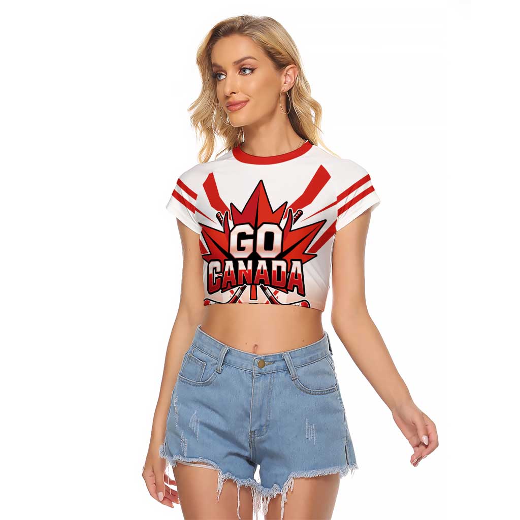 Canada Ice Hockey Custom Raglan Cropped T Shirt Go Canada Unique Style