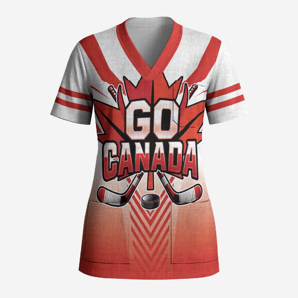 Canada Ice Hockey Custom Scrub Top Go Canada Unique Style