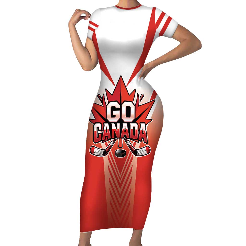 Canada Ice Hockey Custom Short Sleeve Bodycon Dress Go Canada Unique Style