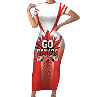 Canada Ice Hockey Custom Short Sleeve Bodycon Dress Go Canada Unique Style