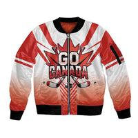 Canada Ice Hockey Custom Sleeve Zip Bomber Jacket Go Canada Unique Style