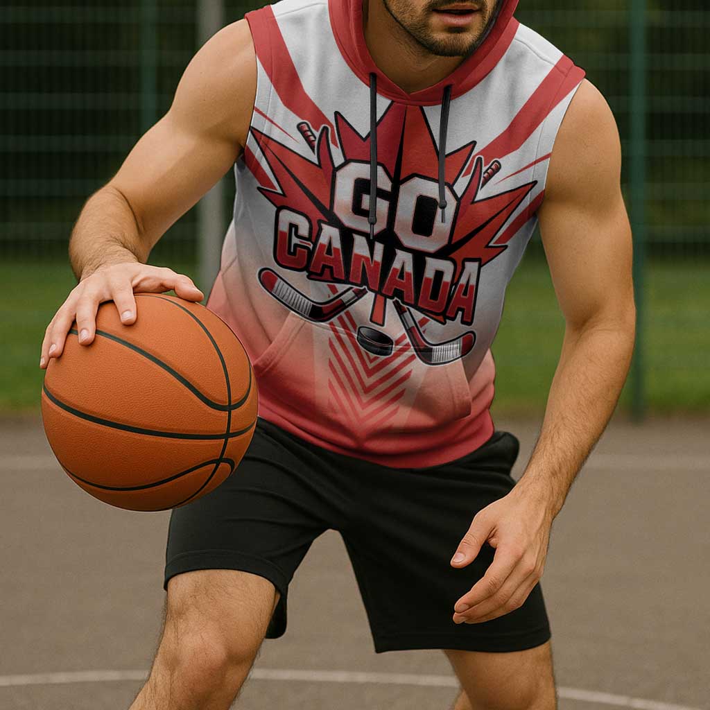 Canada Ice Hockey Custom Sleeveless Hoodie Go Canada Unique Style