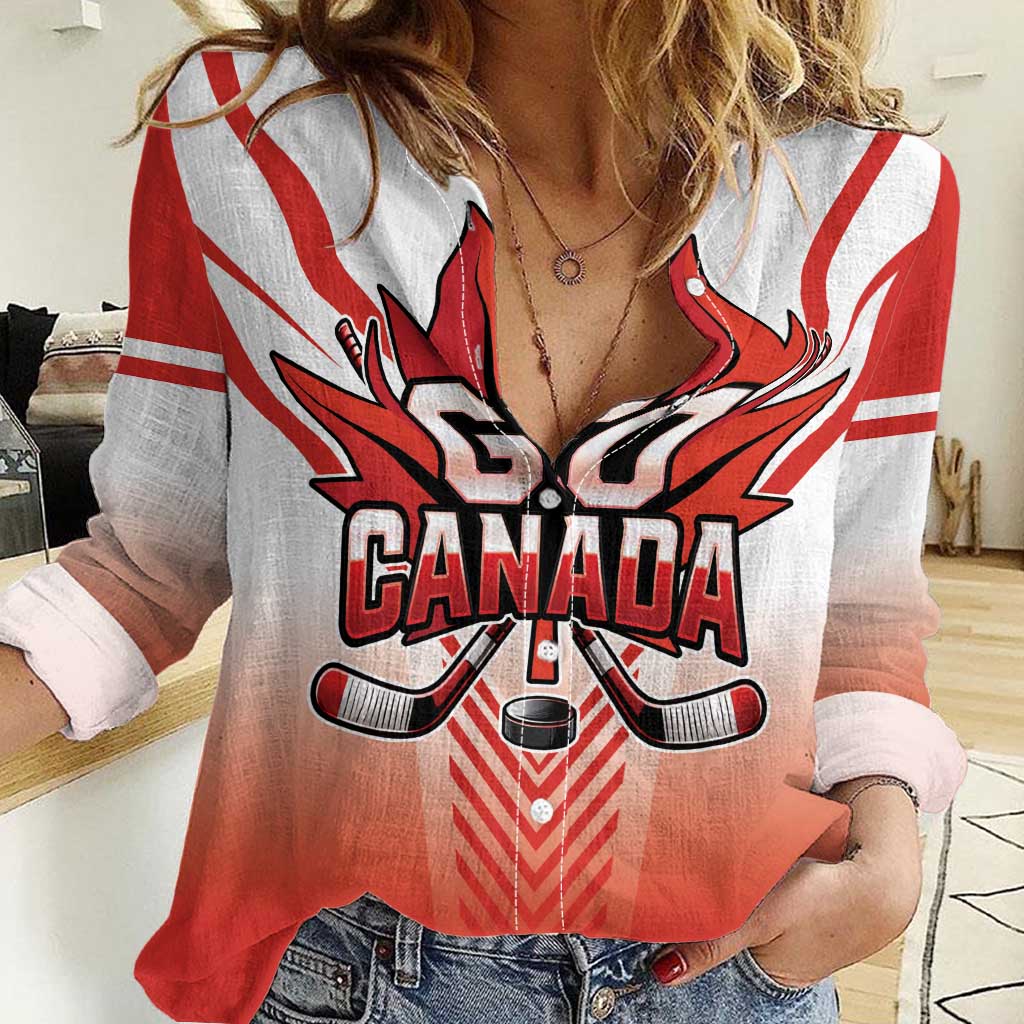 Canada Ice Hockey Custom Women Casual Shirt Go Canada Unique Style