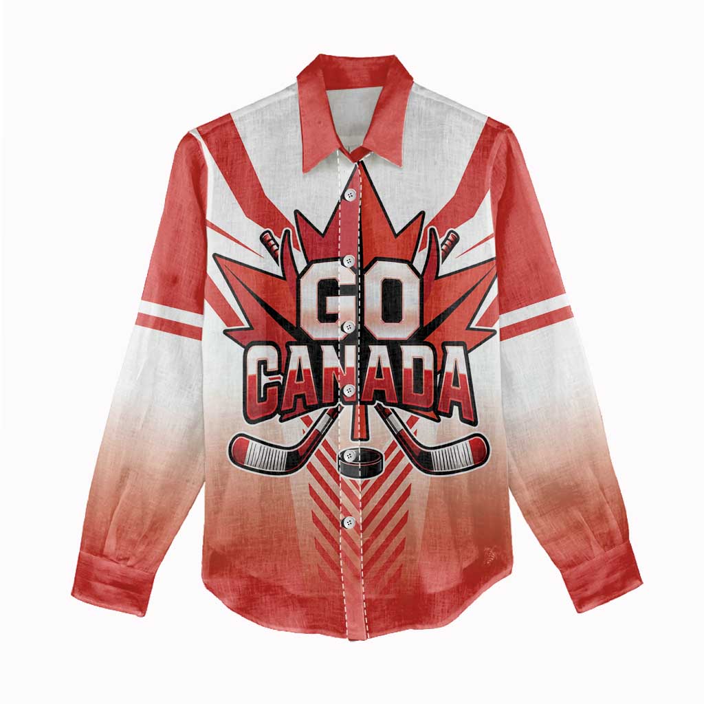 Canada Ice Hockey Custom Women Casual Shirt Go Canada Unique Style