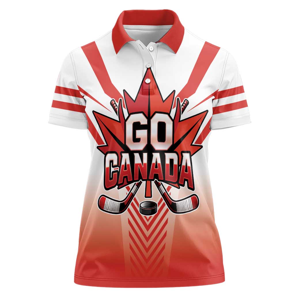 Canada Ice Hockey Custom Women Polo Shirt Go Canada Unique Style