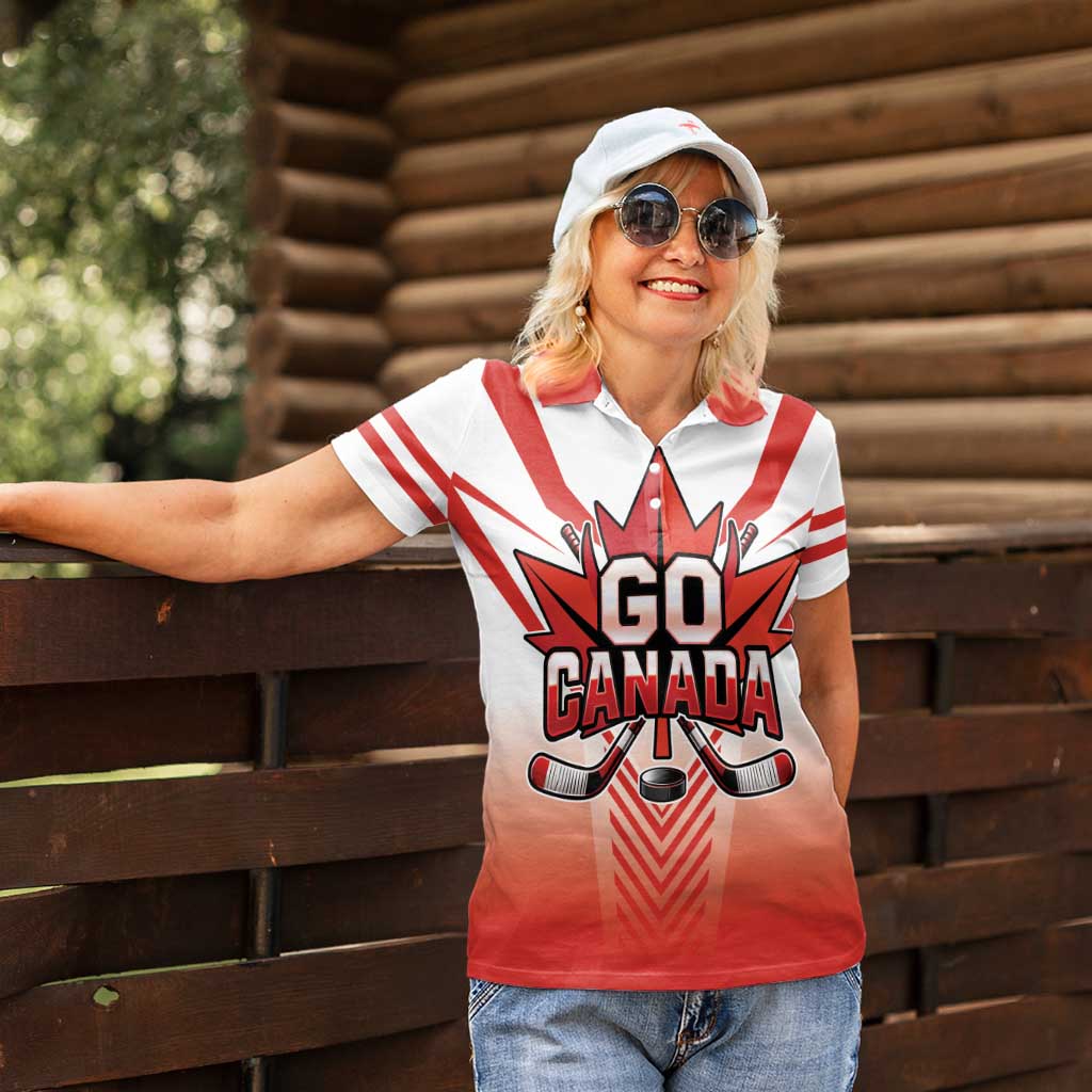 Canada Ice Hockey Custom Women Polo Shirt Go Canada Unique Style