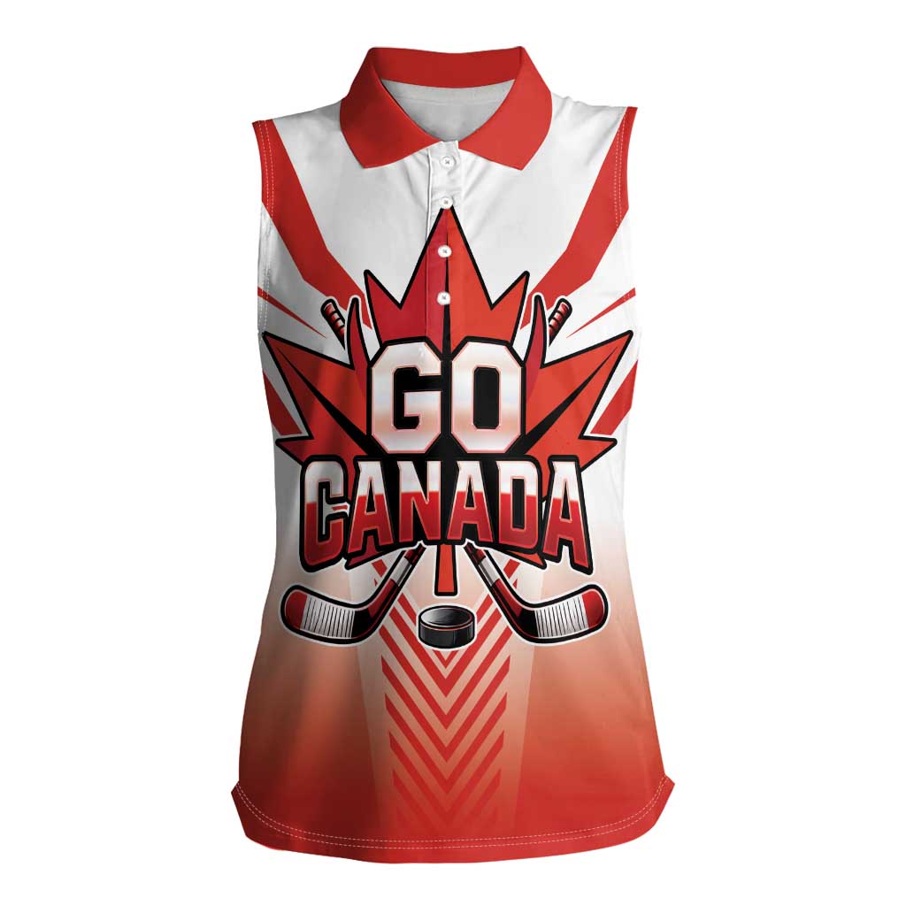 Canada Ice Hockey Custom Women Sleeveless Polo Shirt Go Canada Unique Style