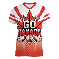 Canada Ice Hockey Custom Women V-Neck T-Shirt Go Canada Unique Style