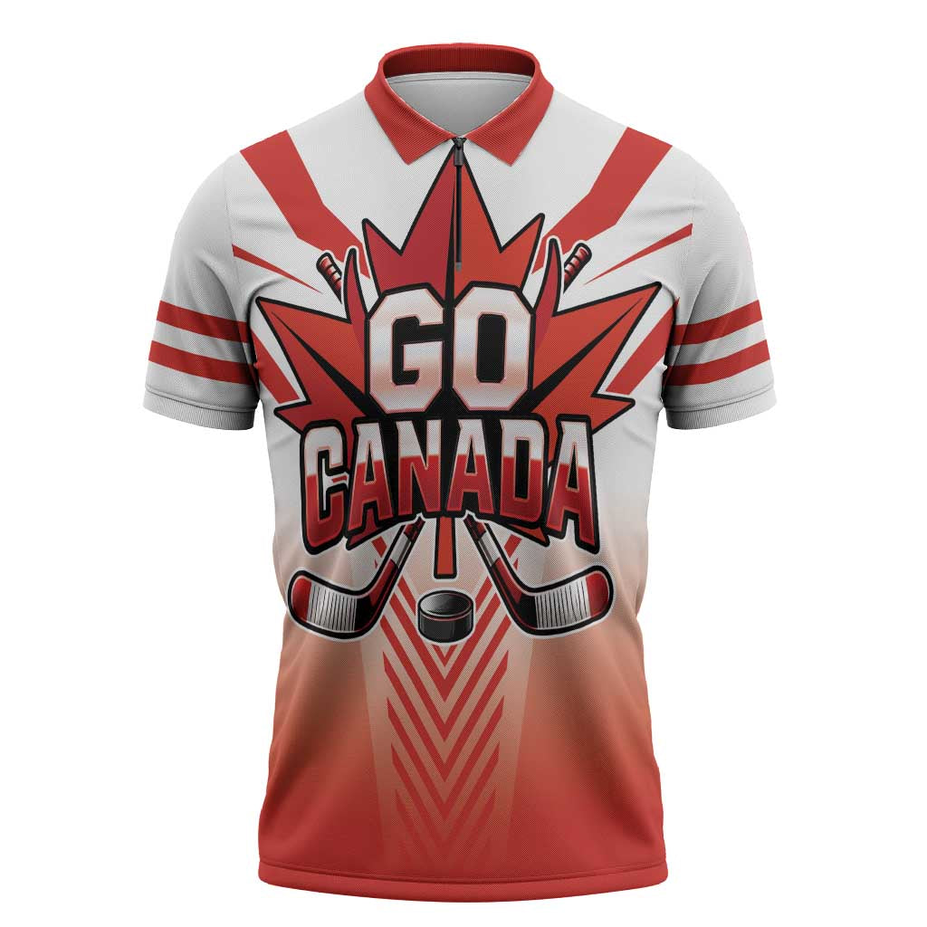 Canada Ice Hockey Custom Zipper Polo Shirt Go Canada Unique Style