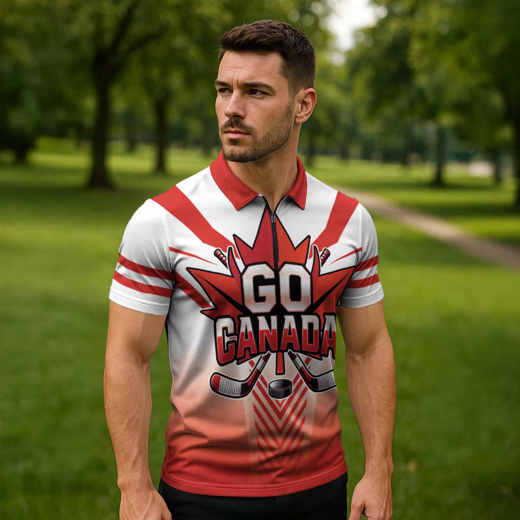 Canada Ice Hockey Custom Zipper Polo Shirt Go Canada Unique Style