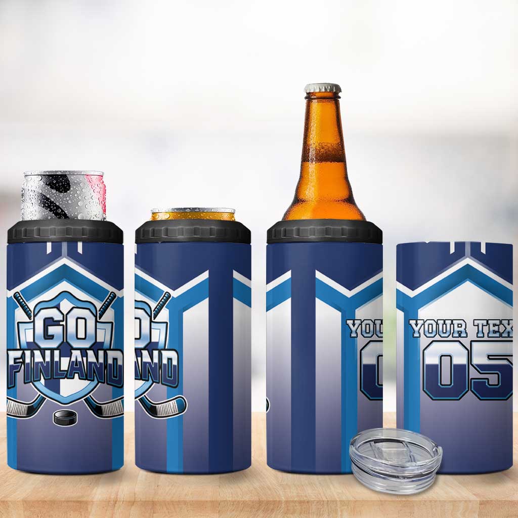 Finland Ice Hockey Custom 4 in 1 Can Cooler Tumbler Go Suomi Lion Unique Style
