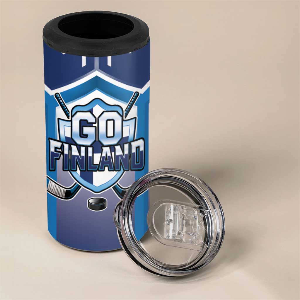 Finland Ice Hockey Custom 4 in 1 Can Cooler Tumbler Go Suomi Lion Unique Style