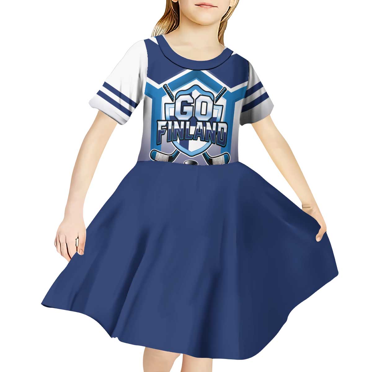Finland Ice Hockey Custom Kid Short Sleeve Dress Go Suomi Lion Unique Style
