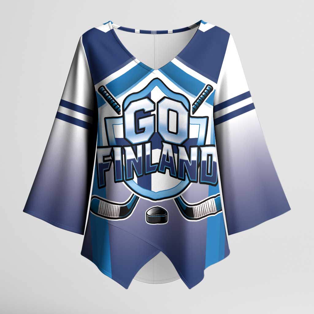 Finland Ice Hockey Custom Kimono Sleeve Blouse Go Suomi Lion Unique Style