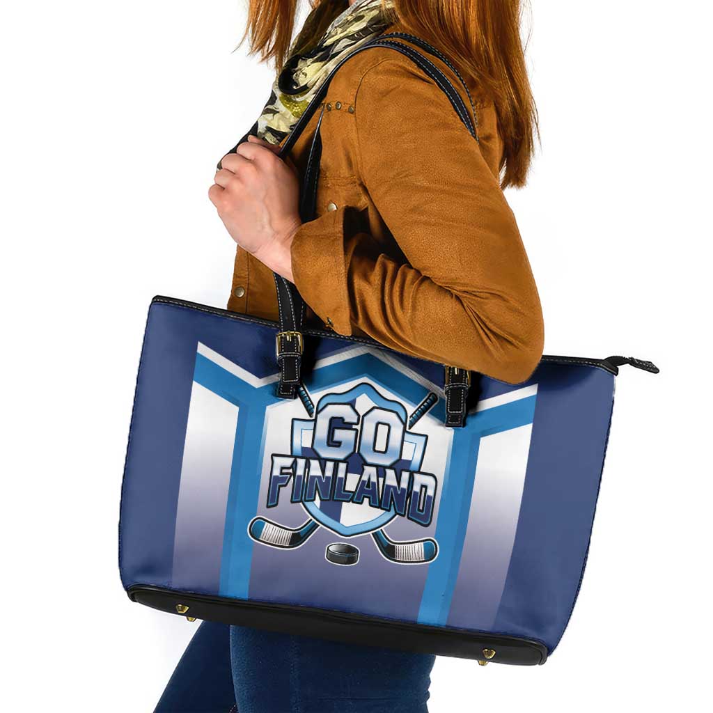 Finland Ice Hockey Leather Tote Bag Go Suomi Lion Unique Style