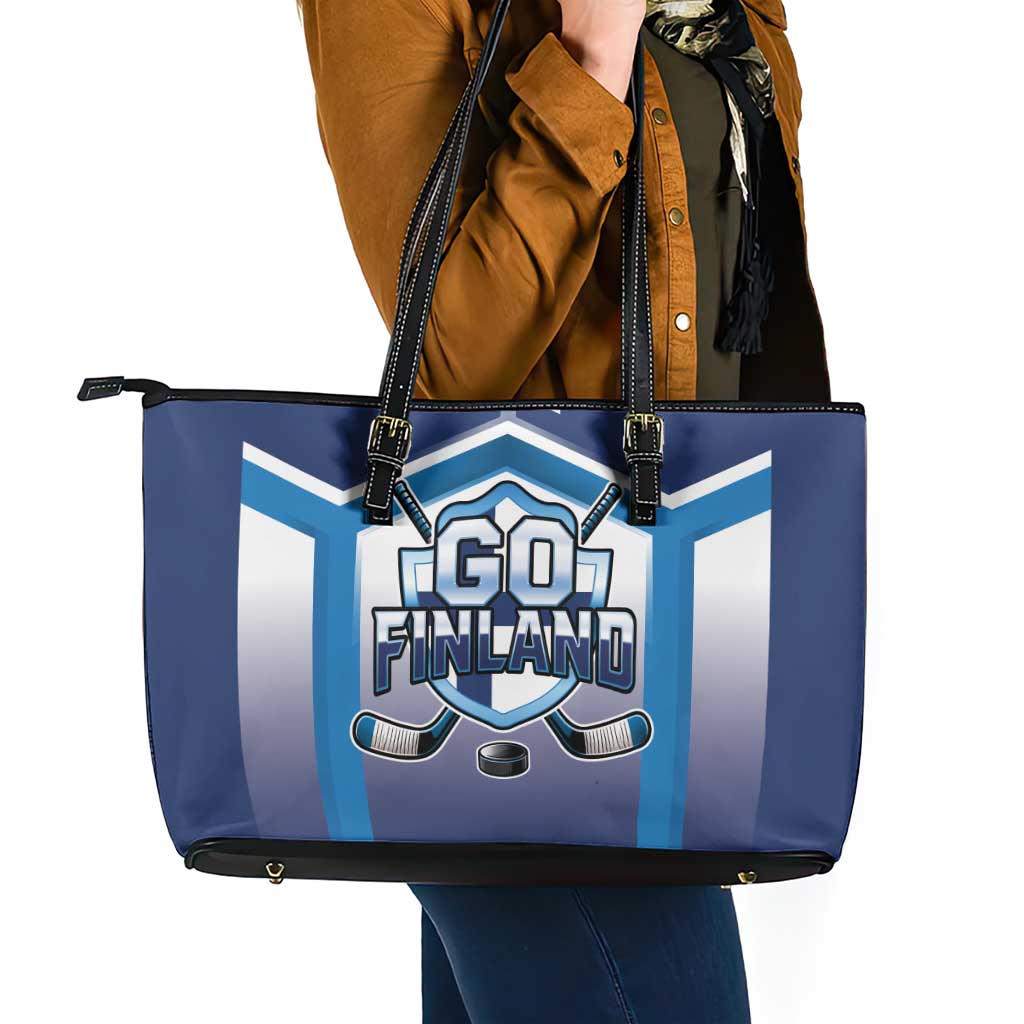 Finland Ice Hockey Leather Tote Bag Go Suomi Lion Unique Style