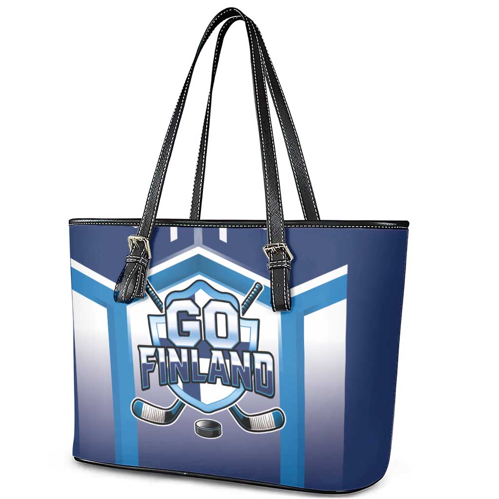 Finland Ice Hockey Leather Tote Bag Go Suomi Lion Unique Style