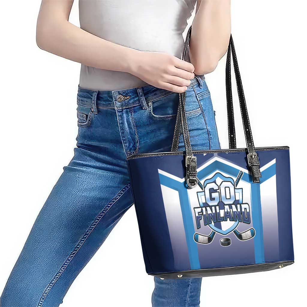 Finland Ice Hockey Leather Tote Bag Go Suomi Lion Unique Style