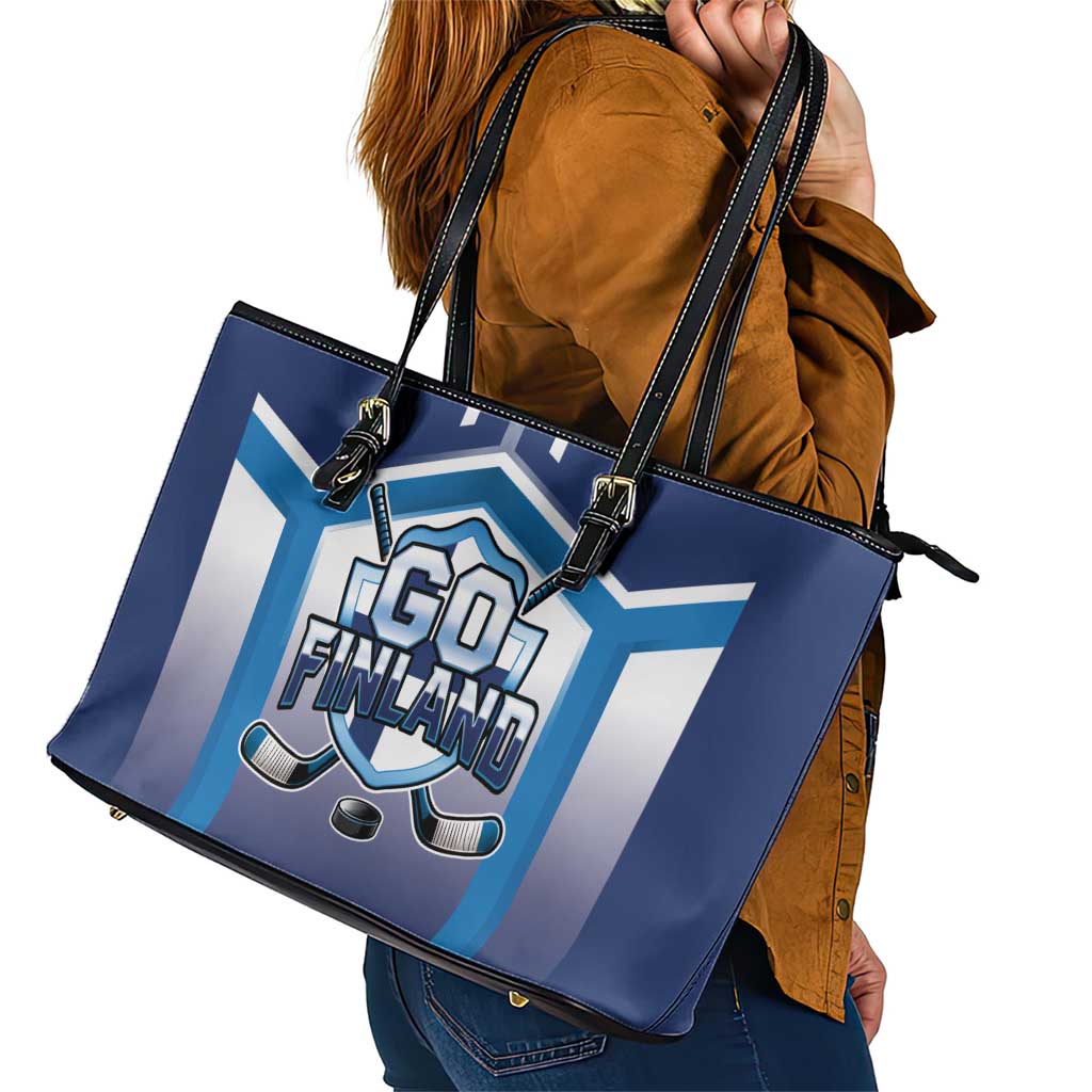 Finland Ice Hockey Leather Tote Bag Go Suomi Lion Unique Style