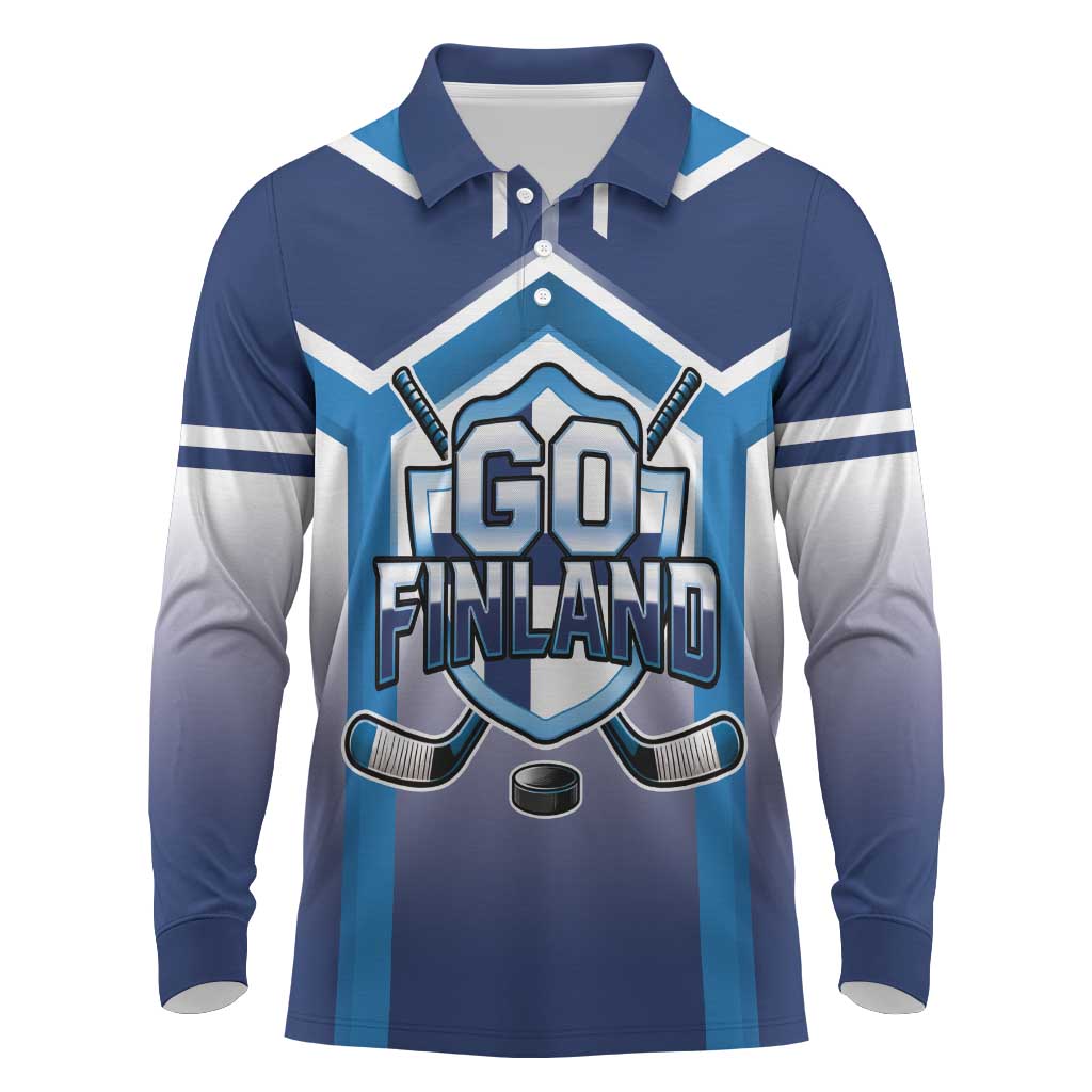 Finland Ice Hockey Custom Long Sleeve Polo Shirt Go Suomi Lion Unique Style