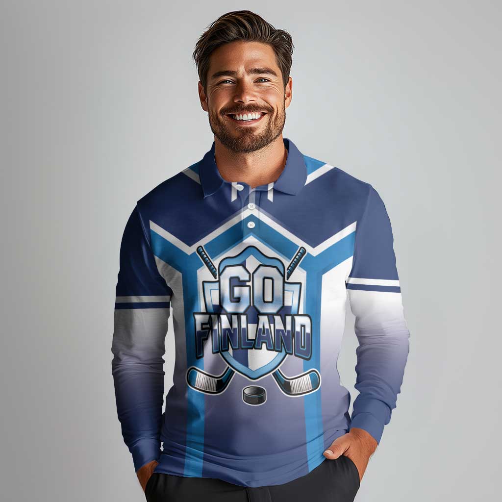 Finland Ice Hockey Custom Long Sleeve Polo Shirt Go Suomi Lion Unique Style