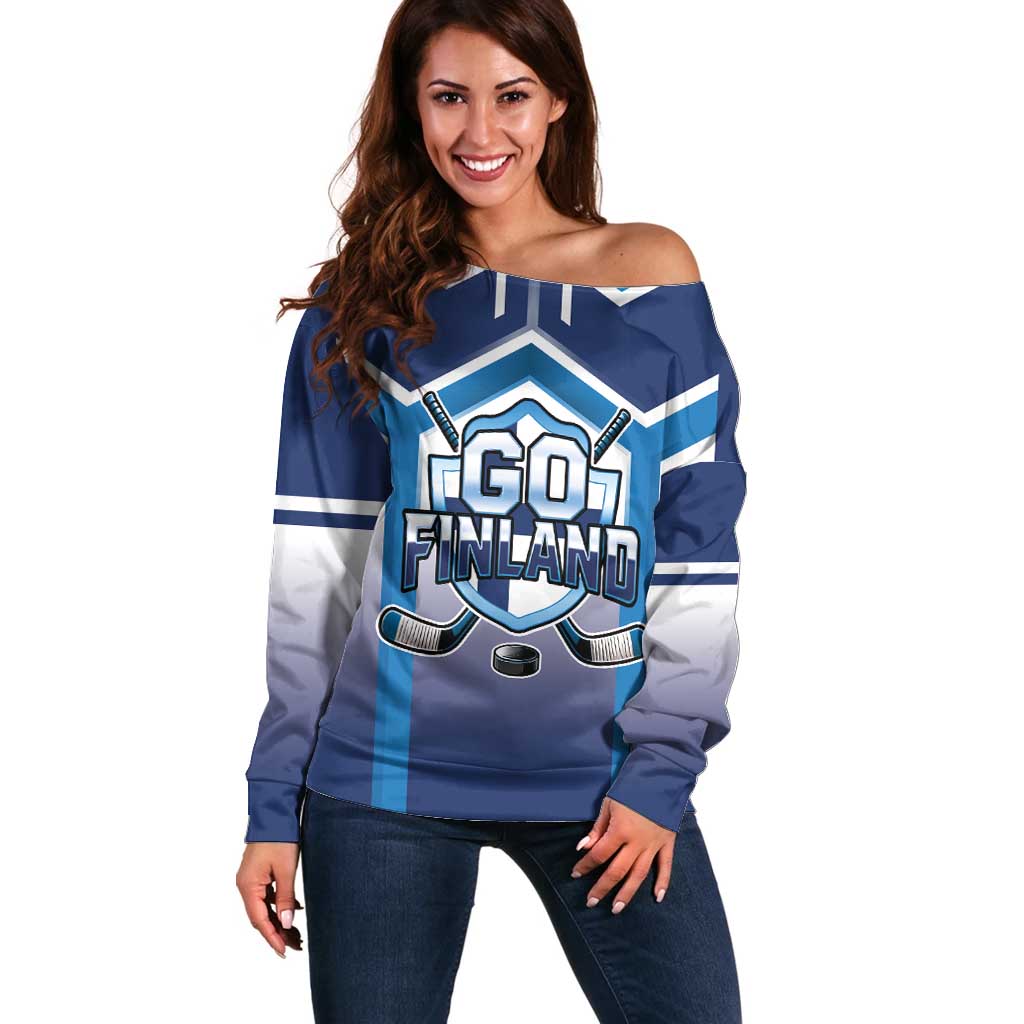 Finland Ice Hockey Custom Off Shoulder Sweater Go Suomi Lion Unique Style