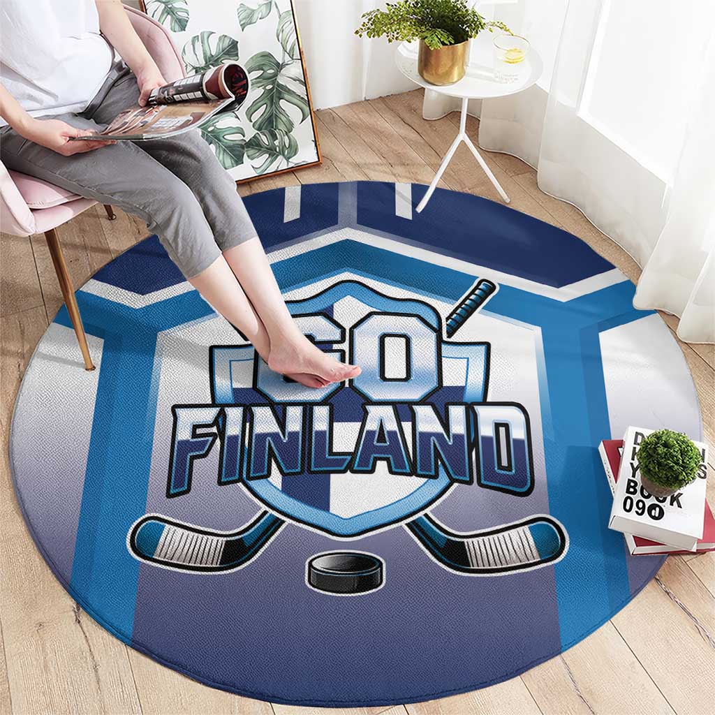 Finland Ice Hockey Round Carpet Go Suomi Lion Unique Style
