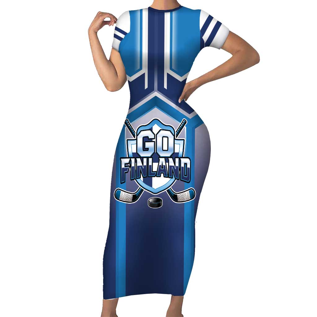Finland Ice Hockey Custom Short Sleeve Bodycon Dress Go Suomi Lion Unique Style
