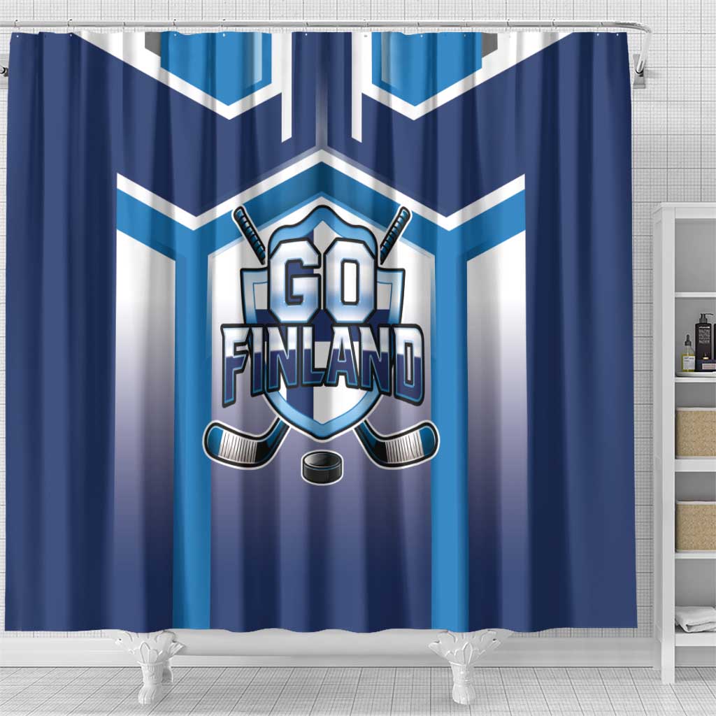 Finland Ice Hockey Shower Curtain Go Suomi Lion Unique Style