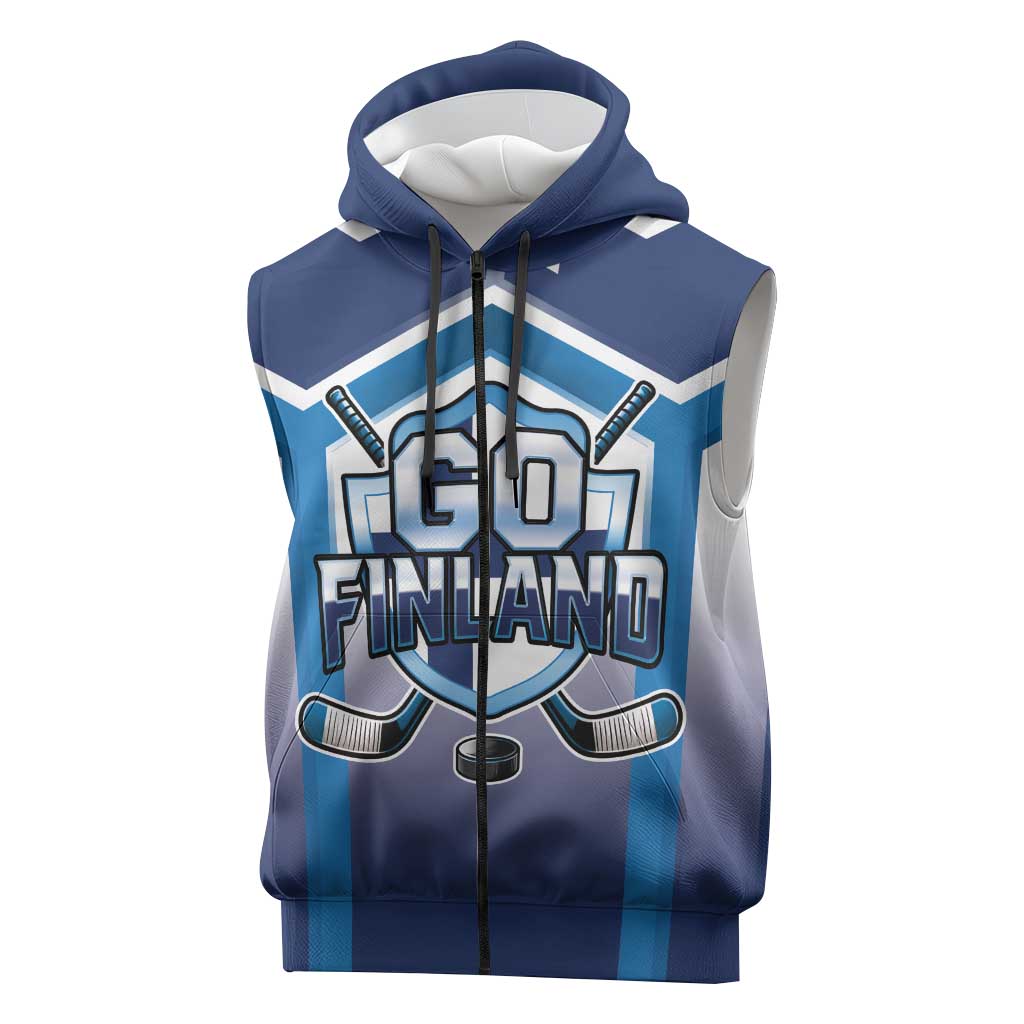 Finland Ice Hockey Custom Sleeveless Zip Hoodie Go Suomi Lion Unique Style