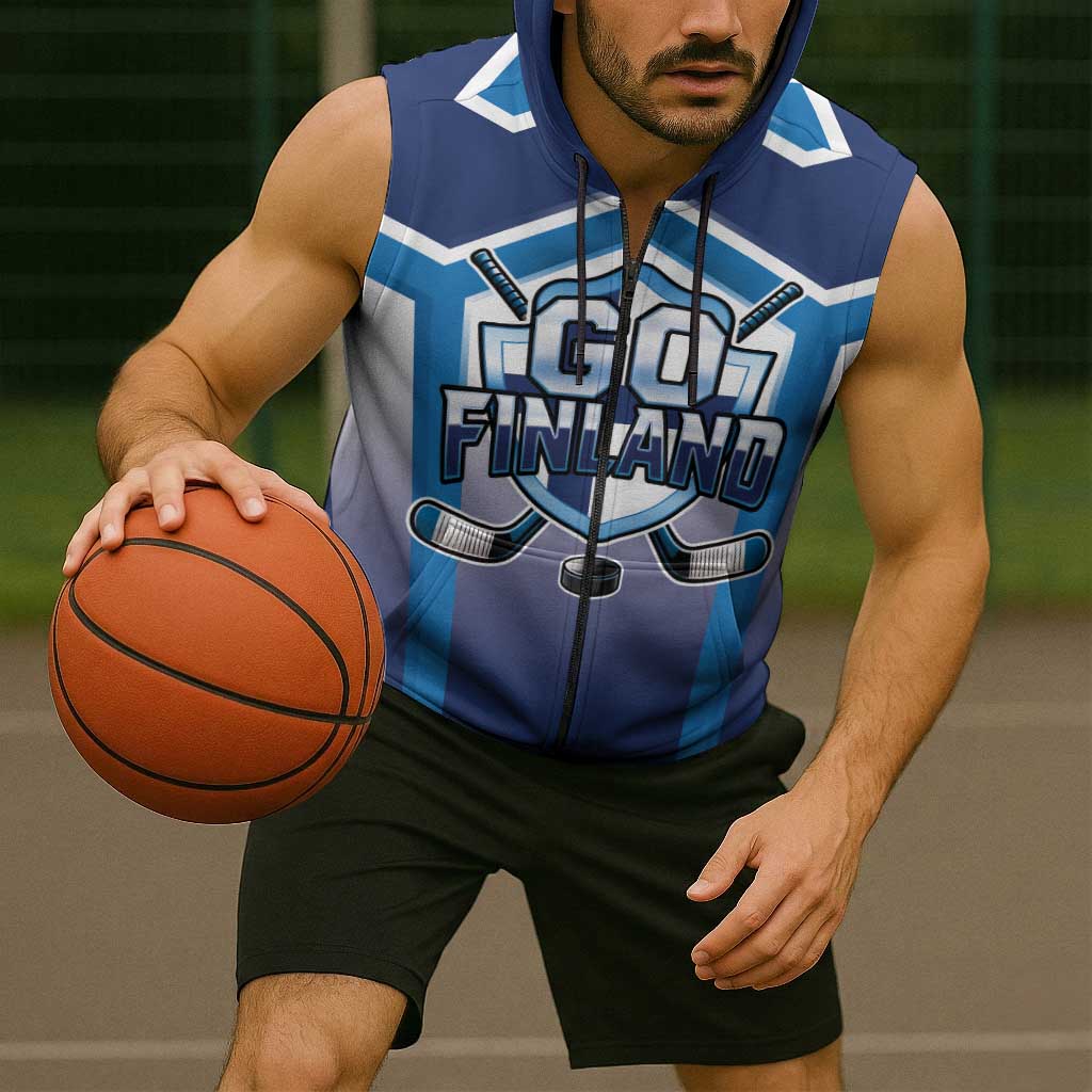 Finland Ice Hockey Custom Sleeveless Zip Hoodie Go Suomi Lion Unique Style
