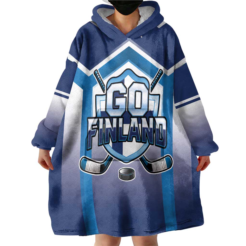 Finland Ice Hockey Custom Wearable Blanket Hoodie Go Suomi Lion Unique Style