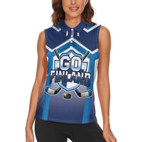 Finland Ice Hockey Custom Women Sleeveless Polo Shirt Go Suomi Lion Unique Style